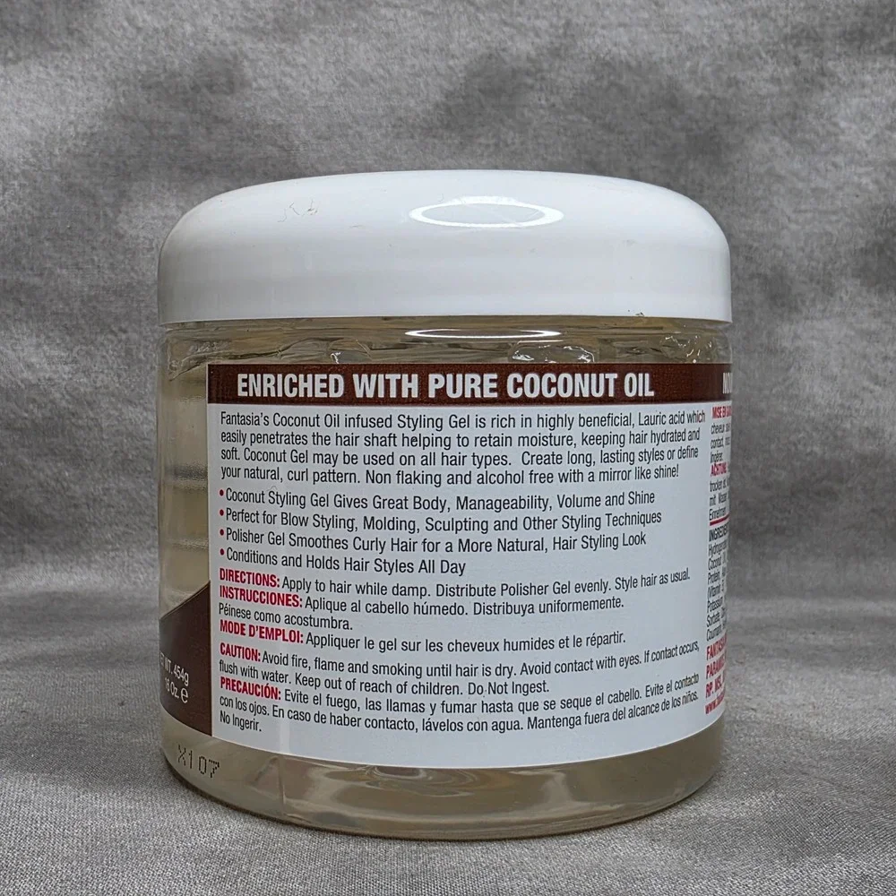 Fantasia IC Hair Polisher Coconut Styling Gel w/Pure Coconut Oil 16 oz